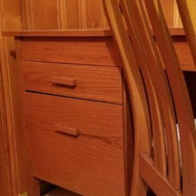 Lot #264: Mid Century Modern Office Desk w/ Drop Leaf and Chair 