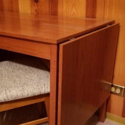 Lot #264: Mid Century Modern Office Desk w/ Drop Leaf and Chair 