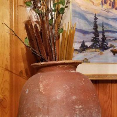 Lot #270: Large Deco Vase w/ Artificial Arrangement