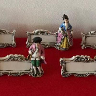 Lot Of Seven Erphila Porcelain Victorian Place Card/Name Plate Figures