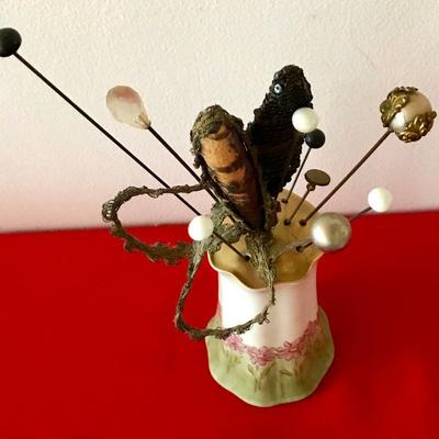 Vintage Hat Pin Holder And Thirteen Hat Pins