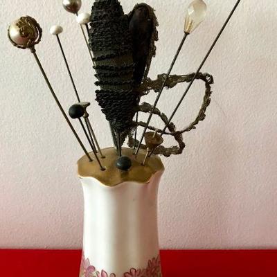 Vintage Hat Pin Holder And Thirteen Hat Pins