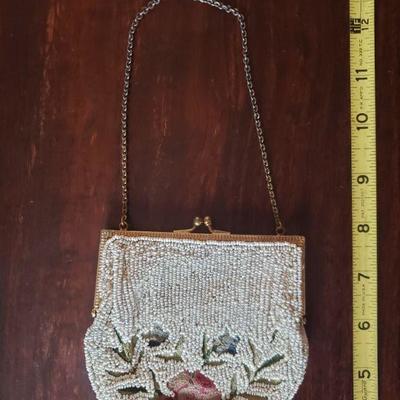 Lot 275: Antique Seed Beaded And Needlepoint Purse