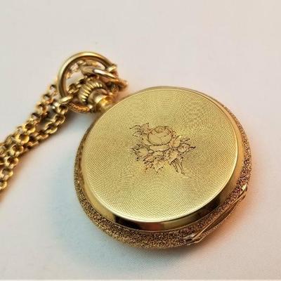 Lot #93  Antique 18kt Gold Ladies Pocket watch on 14kt Gold Chain - GORGEOUS