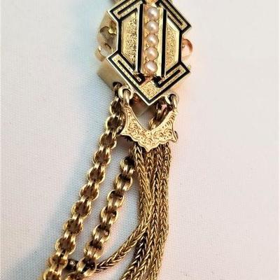 Lot #93  Antique 18kt Gold Ladies Pocket watch on 14kt Gold Chain - GORGEOUS