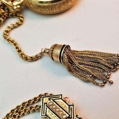 Lot #93  Antique 18kt Gold Ladies Pocket watch on 14kt Gold Chain - GORGEOUS