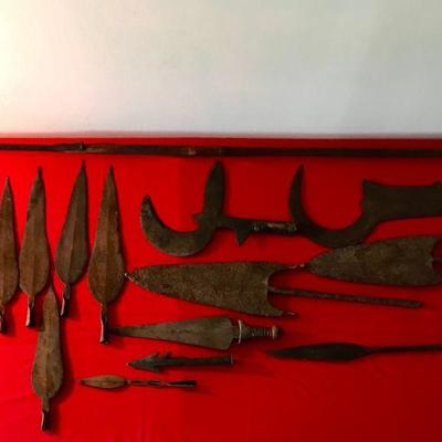 Collection Of Vintage African Spear Heads
