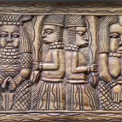 Nigerian Coffee Table With Three Wooden Elephants At Base Circa 1970's
