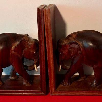 African (Congo) Wooden Elephant Bookends