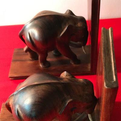 African (Congo) Wooden Elephant Bookends