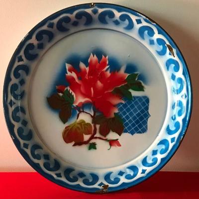 Nigerian Head Carrying Enamel Tray (Blue and Red)