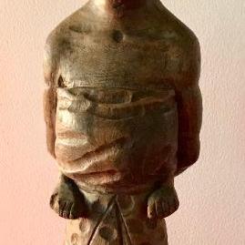 African (Congo) Wooden Sculpture Woman Carrying Child