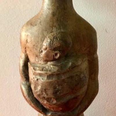 African (Congo) Wooden Sculpture Woman Carrying Child