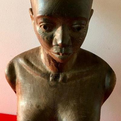 African (Congo) Wooden Sculpture Of Woman
