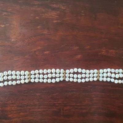Lot 293: 14k Yellow Gold & Real Pearl 7" Bracelet 