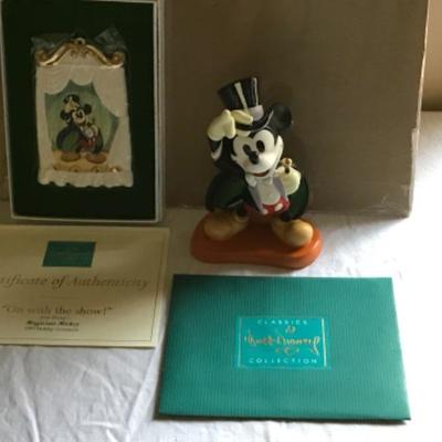 Lot #165 Disney Classics Magician Mickey Porcelain Sculpture  And Holiday Ornament 