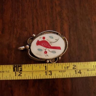 Lot 302: Navajo Red Bird Inlay Pendant (Unmarked)