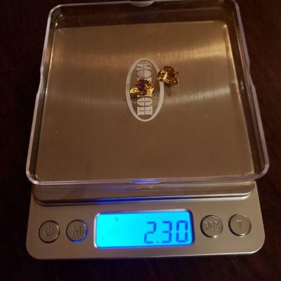 Lot 304: 14k Yellow Gold & Amethyst & Diamond Earrings 