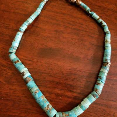 Lot 315: Navajo Turquois Heishi 16.75" Necklace