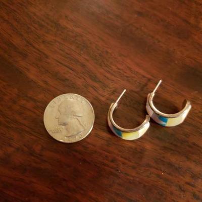Lot 316: Navajo Signed Inlay Earrings 