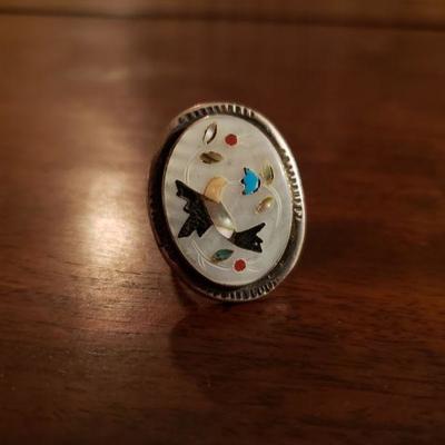Lot 317: Navajo Inlay Hummingbird Ring