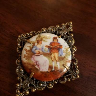 Lot 328: Antique Hand Painted Fur Pin