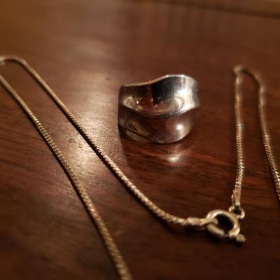 Lot 333: Sterling Ring and Necklace Lot