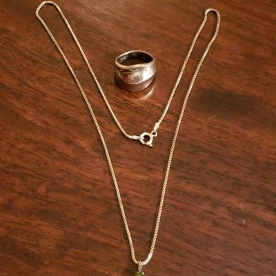 Lot 333: Sterling Ring and Necklace Lot