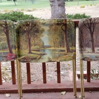 Lot #341: (3] Vintage Mid Century Modern Dinner Trays Signed by Artist