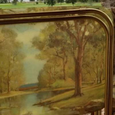 Lot #341: (3] Vintage Mid Century Modern Dinner Trays Signed by Artist