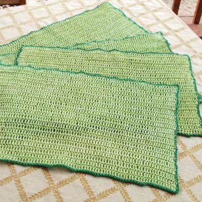 Lot #334: Set of (4) Green Mid Century Modern Dining Mats
