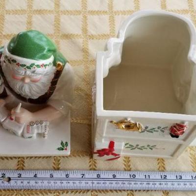 Lot #346: Vintage LENOX Santa's Holiday Shop Ceramic Cookie Jar