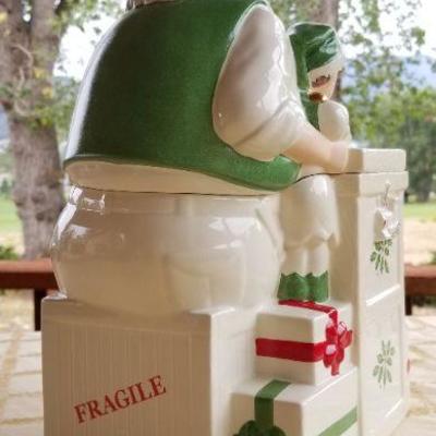 Lot #346: Vintage LENOX Santa's Holiday Shop Ceramic Cookie Jar