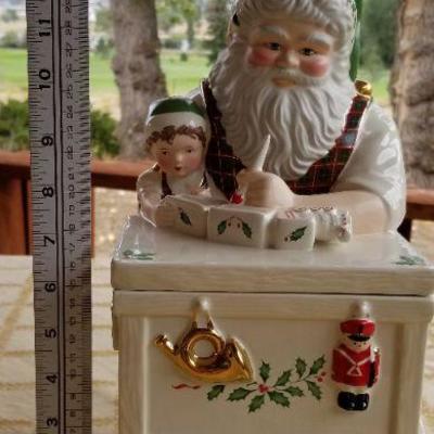 Lot #346: Vintage LENOX Santa's Holiday Shop Ceramic Cookie Jar