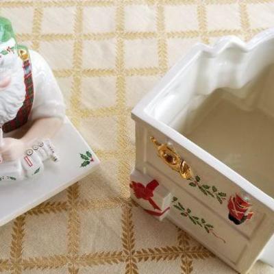 Lot #346: Vintage LENOX Santa's Holiday Shop Ceramic Cookie Jar