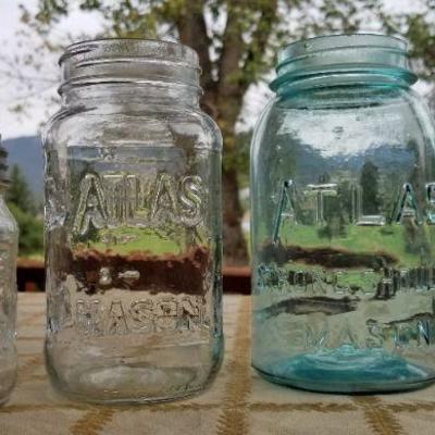 Lot #347: (3) Vintage Glass Mason Jars