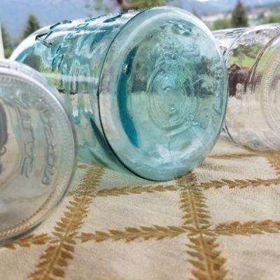 Lot #347: (3) Vintage Glass Mason Jars