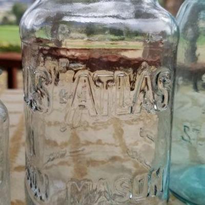 Lot #347: (3) Vintage Glass Mason Jars