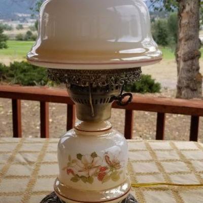 Lot #355: Vintage Glass Shade Lamp