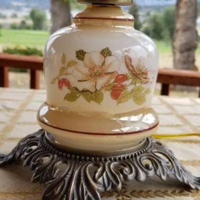 Lot #355: Vintage Glass Shade Lamp