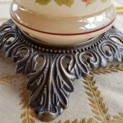 Lot #355: Vintage Glass Shade Lamp