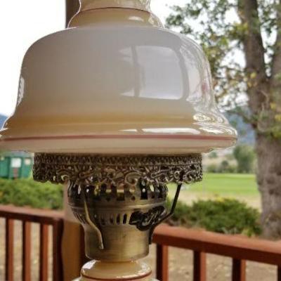 Lot #355: Vintage Glass Shade Lamp