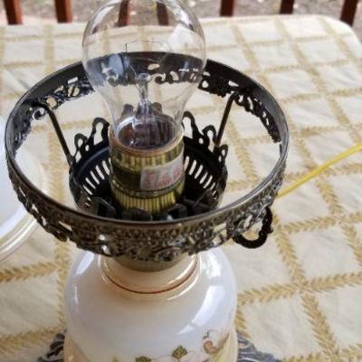 Lot #355: Vintage Glass Shade Lamp