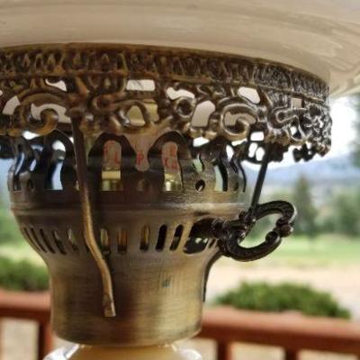 Lot #355: Vintage Glass Shade Lamp