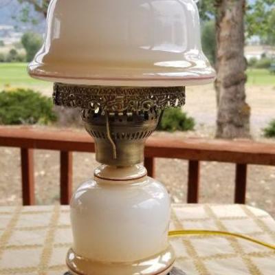 Lot #355: Vintage Glass Shade Lamp