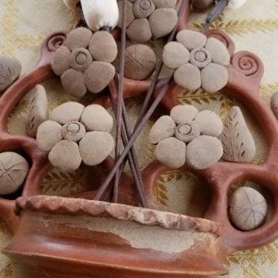 Lot #358: Home Deco Hanging Basket w/ Artificial Cattails 