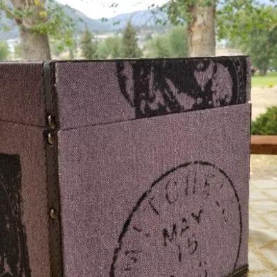 Lot #359: 9.5" Square Storage Container Box Stamp Theme