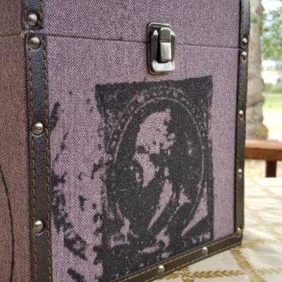 Lot #359: 9.5" Square Storage Container Box Stamp Theme