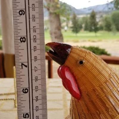 Lot #362: Vintage People's Republic of China Decorative Wicker Woven Rooster Basket w/ Lid