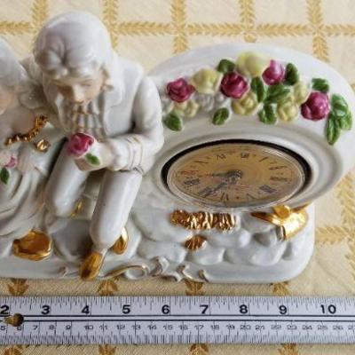 Lot #371: Vintage Porcelain Case Quartz Mantle Clock 
